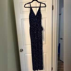 Navy Polka Dot Jumpsuit w/ Pockets